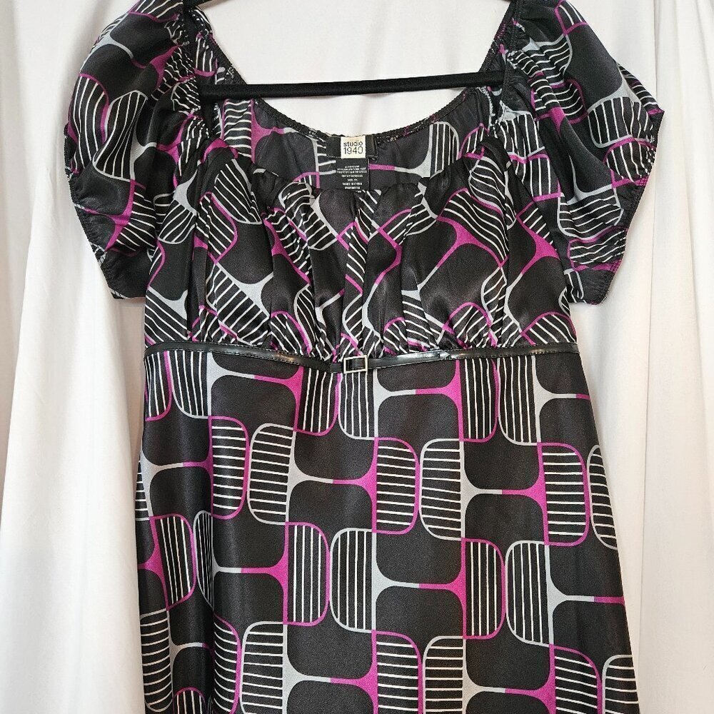 Studio 1940 Womens blouse with‎ a different pattern belt under bust attached XL